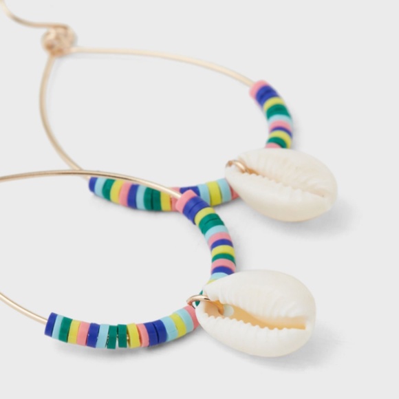Multicolour Bead and Shell Drop Earrings - Picture 1 of 3